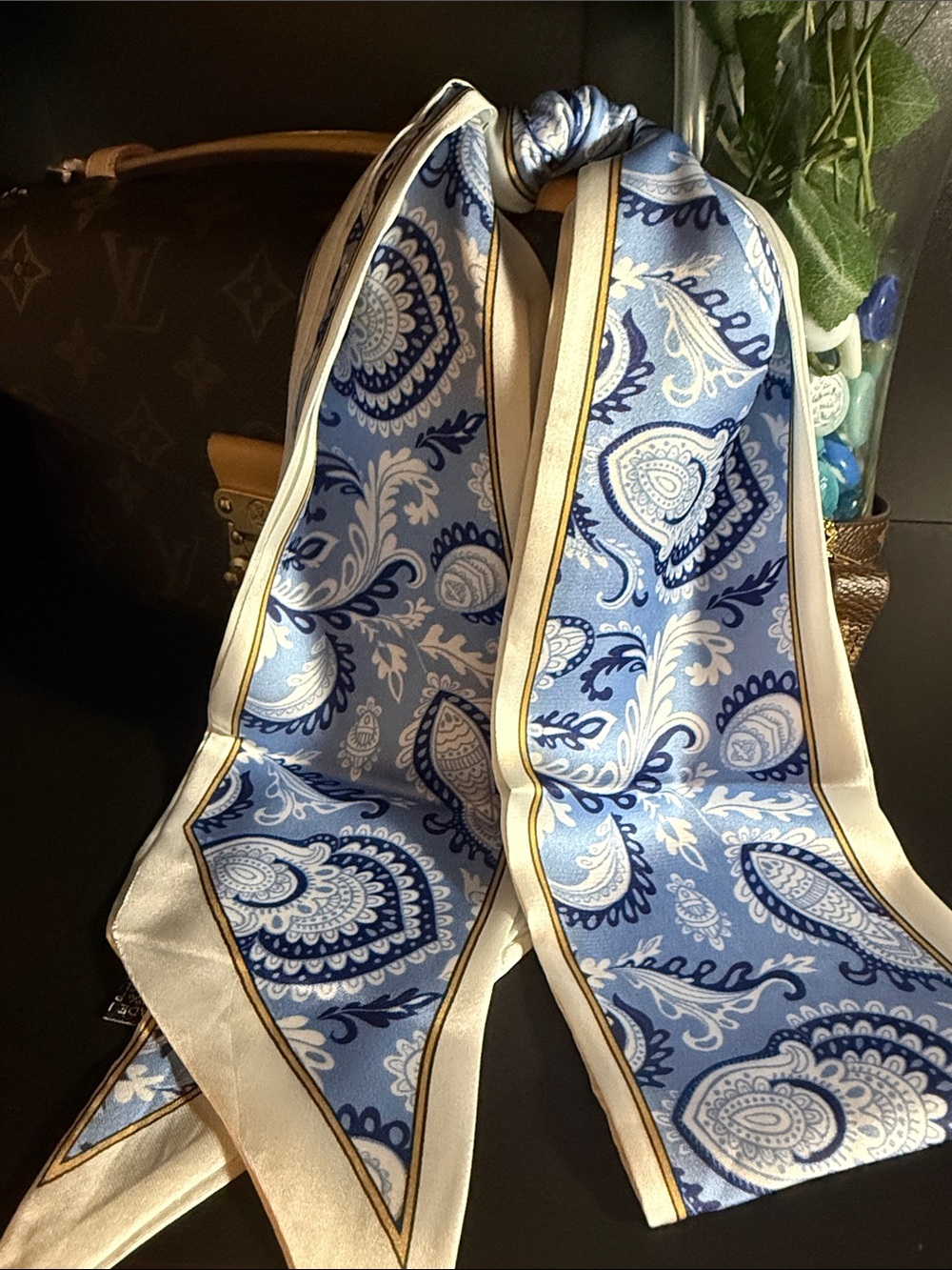 Blue Paisley Scarf Twilly